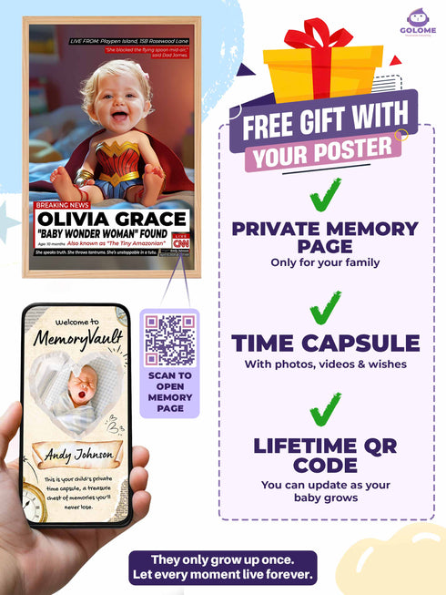 Custom Baby Wonder Poster – Personalized Baby Girl Hero Wall Art